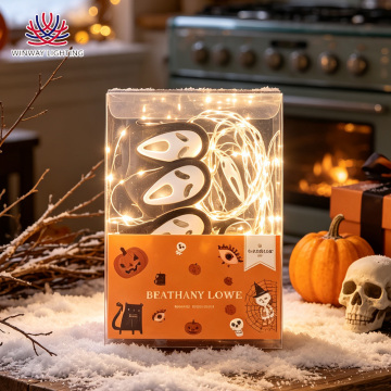 Black and White Ghost Face String Lights, 10L