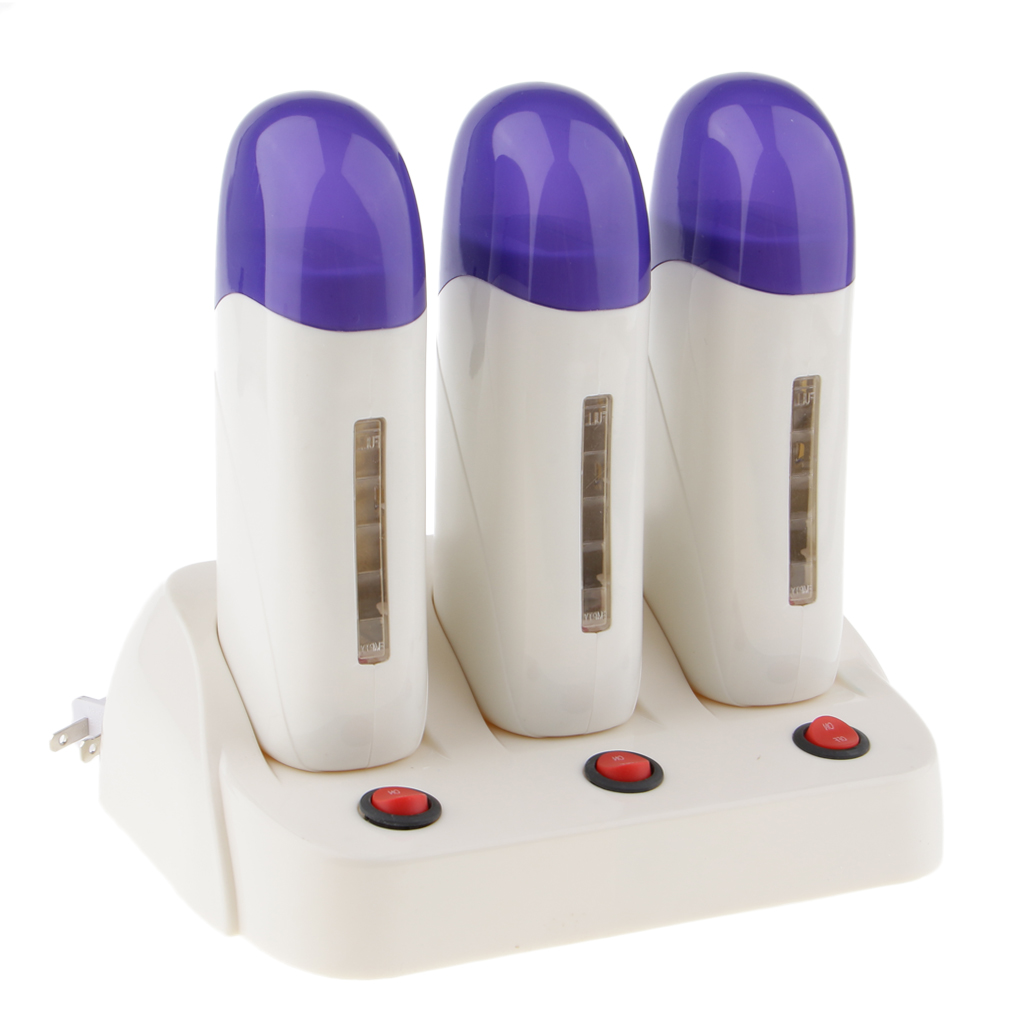 Triple Depilatory Wax Heater Hot Body Hair Removal Roll On Depilation Waxing Machine Salon Beauty with Heater Base