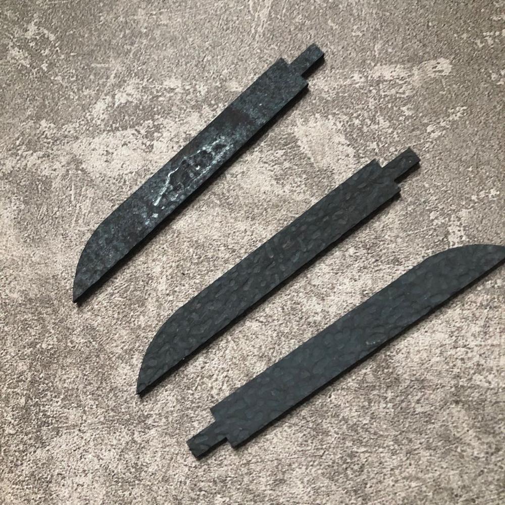 3pices High carbon steel Damascus pattern hunting knives DIY blade billet blank Sharp Fixed blade camping survival knife parts