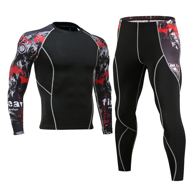 Men's Gym Clothing Jogging suit Compression MMA rashgard Male Long johns Winter Thermal underwear Sports suit Brand Clothing 4XL