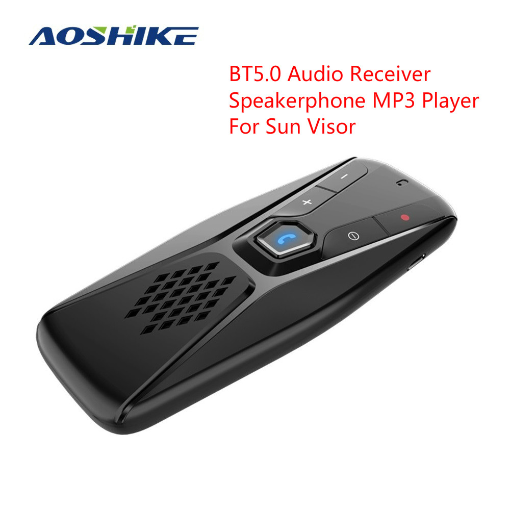 AOSHIKE Handsfree Bluetooth Car Kit Wireless Audio Receiver Sun Visor BT 5.0 Hands Free for Phone Call Speakerphone MP3 Player