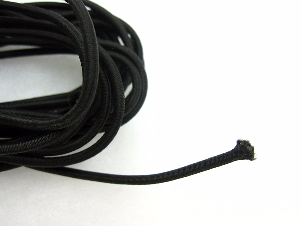 5Meters black Elasticated 3mm Diameter Bungee Shock Cord - Elastic Shockcord Rope