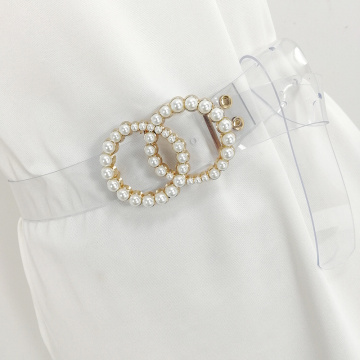 Transparent belt white pearl belts for women 2020 waist clear ceinture femme plastic pvc waistband luxury brand G cinturon mujer