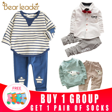 Bear Leader Kids Clothing Sets 2021 New Style Baby Clothing Sets Pocket Applique T-shirt and Pants 2Pc Children Clothing 1-4T