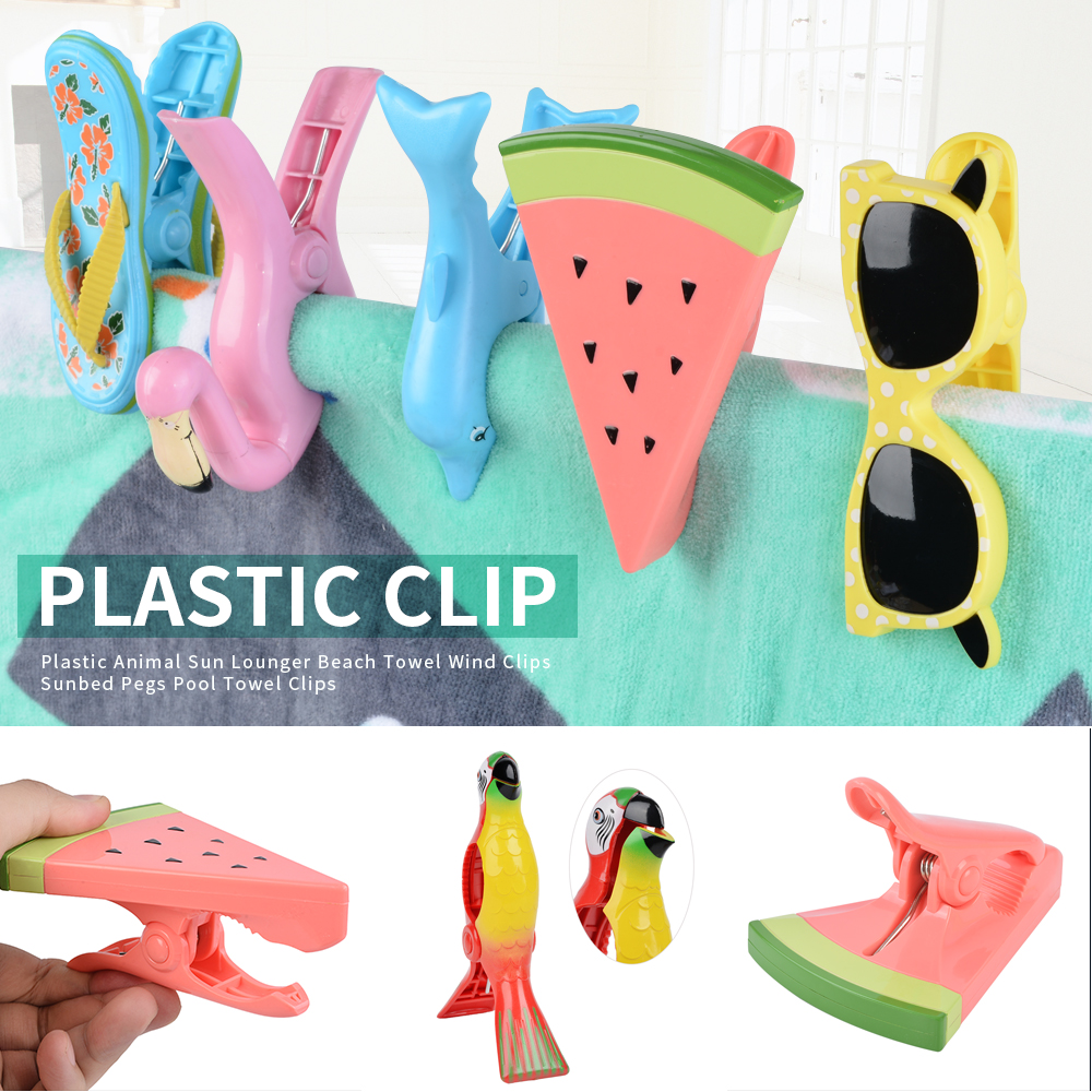 Summer Plastic Color Clips Cute Animal Beach Towel Clamp To Prevent The Wind Clamp Clothes Pegs Drying Racks Retaining Clip