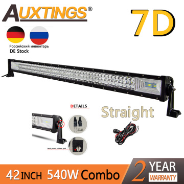 Auxtings 3-rows 42in 540w Straight Led Light Bar Work Light 7D led bar 4x4 Truck ATV Car Roof Offroad Driving Light Bar 12V 24V