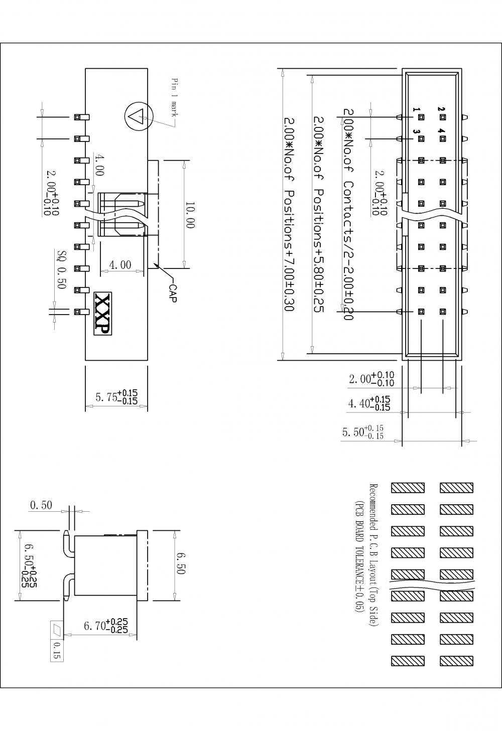 2.0x2.0mm Shrouded Boardmount Box Header SMT Vertical H=5.75