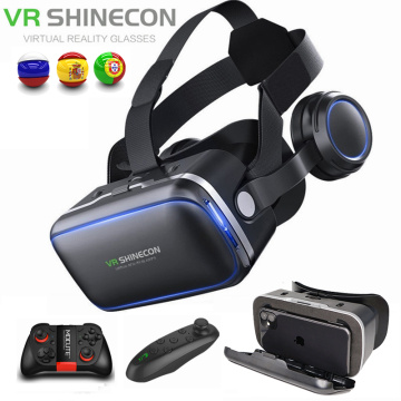 Shinecon 6.0 3D VR Glasses Virtual Reality Casque 3 D Goggles Headset Helmet Box For iPhone Android Smartphone with Controllers
