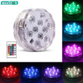10led RGB Led Underwater Light Pond Submersible IP67 Waterproof with Iron Swimming Pool Light Battery Operated for Wedding Party