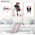Fashion Wall Art Perfume Lips Poster Nordic Print High Heels Canvas Painting Woman Pictures for Living Room Modern Decoration