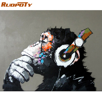 RUOPOTY Frame Orangutan Animals Diy Oil Painting By Numbers Modern Wall Art Canvas Acrylic Handpainted Calligraphy Painting