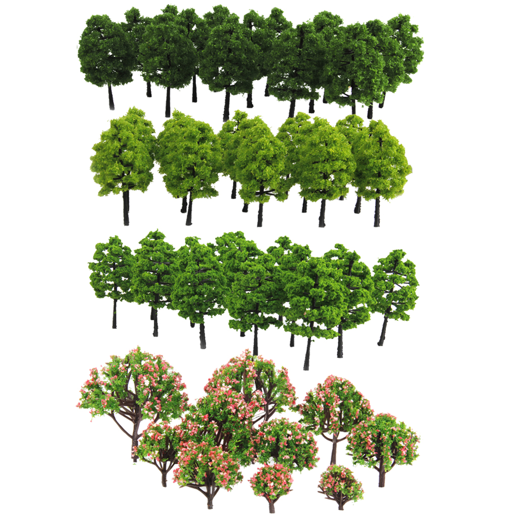 70pcs Mixed Model Tree 1:75-1:500 Scale Train Railroad Architecture Diorama for DIY Crafts or Building Models