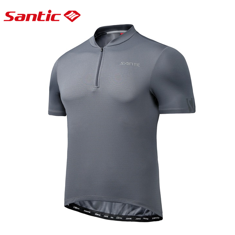 Santic Cycling Jersey Men Bicycle Short Sleeve Shirts Reflective Breathable Moisture Wickin MTB Bike Outdoor Sports Clothing