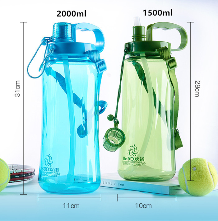 1500ml/2000ml Sports Water Bottles With Straw Gym Fitness Flask Camp Picnic Cycling Sports Shaker Drinking Bottles Waterbottle