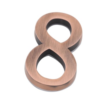 1pc Door Plate 8# Alloy Red Copper Color 50mmx30mm Self Adhesive Sticker Hotel Apartment Gate Room Digital Door House Number