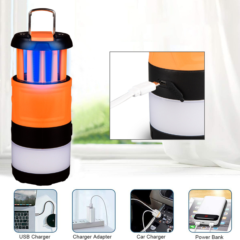 5 Modes LED Camping Light 3 In 1 Stretchable Led Lantern USB Rechargeable Flashlight Emergency Torch Waterproof Mosquito Zapper