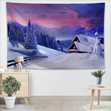 New Custom Snow Mountains Tapestry Printed Creative living room bedroom background wall fabric hanging painting small fresh