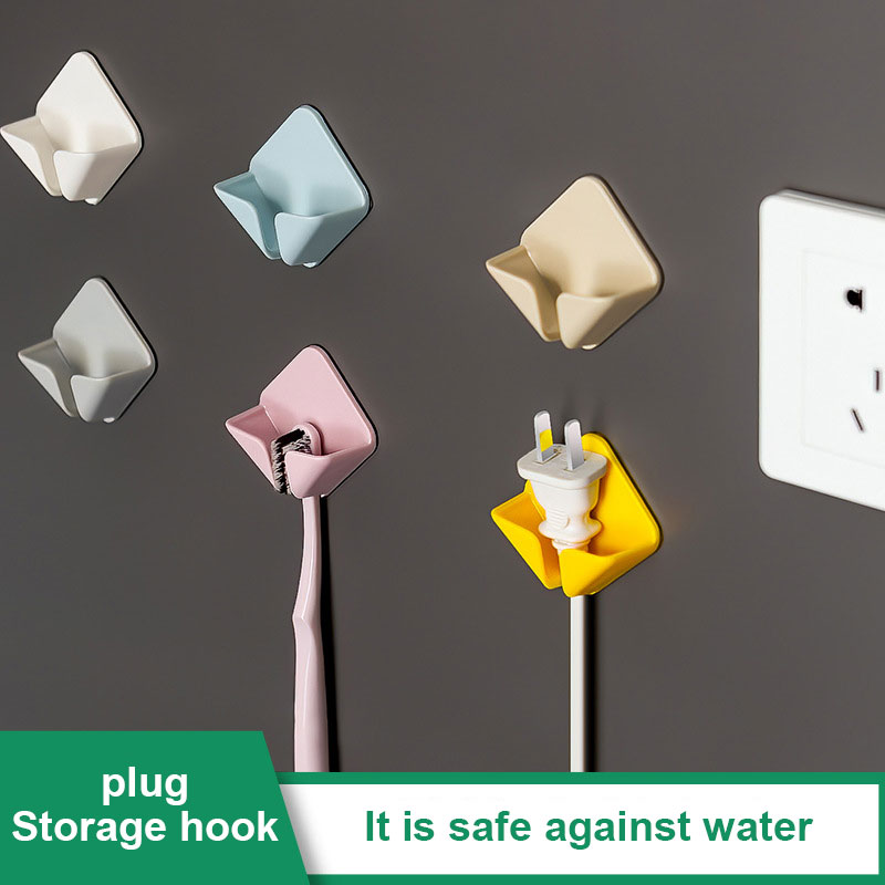 Wall Storage Hook Power Plug Socket Holder Home Wire Plugs Adhesive Hanger Home Office Storage Racks Bathroom