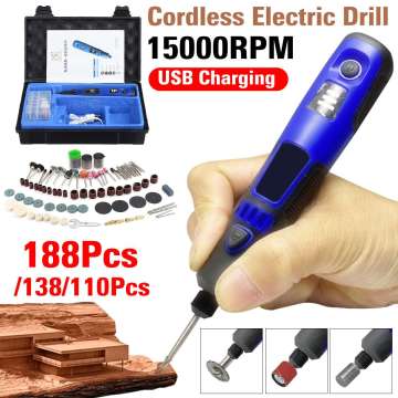 3 Speed Adjustable Cordless Electric Grinder Drill USB Charging Rotary Tool Engraving Pen With 110 /138/188Accessories