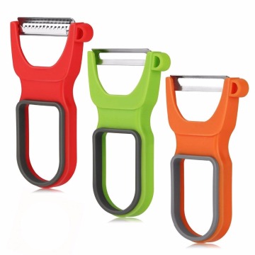 Vegetable Peelers for Kitchen, Potato, Carrot, Apple, Citrus, 3 piece Set - Stainless Steel Swivel, Serrated, Julienne Blade