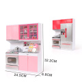 2 Pc/Set Kids Mini Doll House Furniture Toy Stove Fridge Kids Pretend Play Cooking Educational Toy Kid's Gift with LED Music