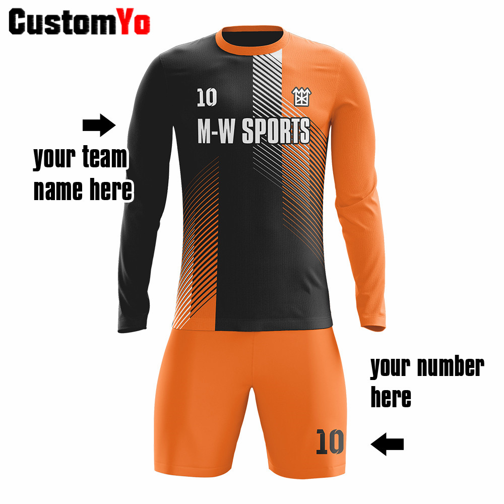 Orange and Black Soccer Jerseys Blank Make Your Own Design Team Soccer Wear