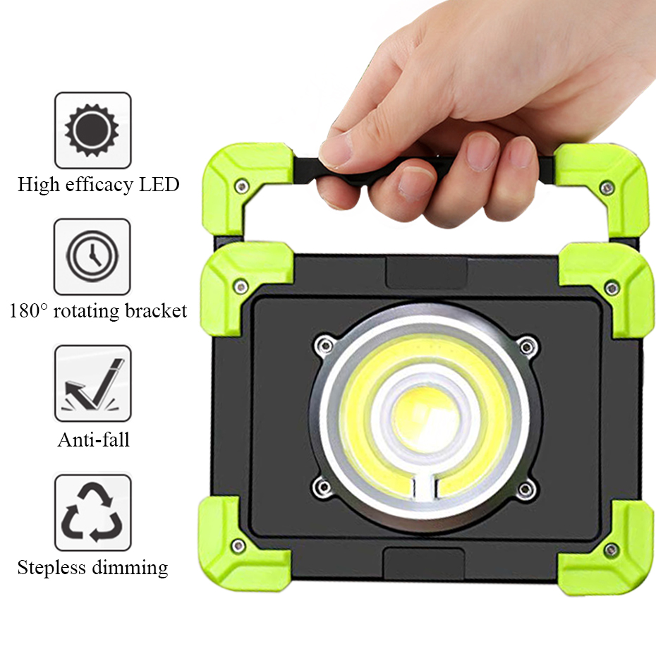 COB Work Light USB Charging Waterproof Spotlight 6000mAh Rechargeable Battery Powered Portable Searchlight for Hiking Camping