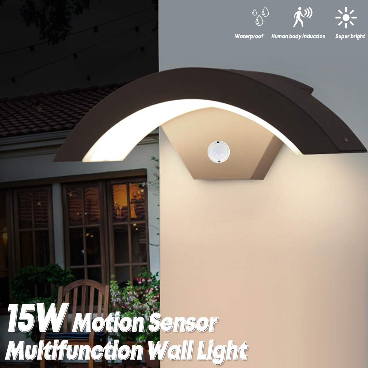 Moden Waterproof LED Wall Lamp Outdoor Motion Sensor Smart LED Wall Light Garden Yard Lawn Porch Sconce Wall Lights Spotlight