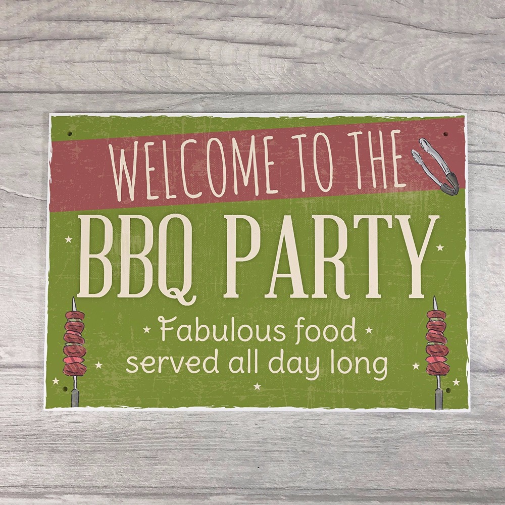 Meijiafei Welcome BBQ Party Garden Shed Sign SummerHouse Plaque Dad Mum Friendship Signs 8.3"x 11.7"