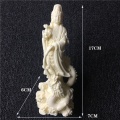 Dragon Guanyin sculpture statue White hand-carved home decoration accessories attic office Buddha statue Decorative gift 17cm