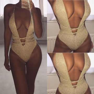 2019 Sexy Women Swimwear Halter One Piece Push Up Swimsuit Bandage one pieces swimwear swimsuit