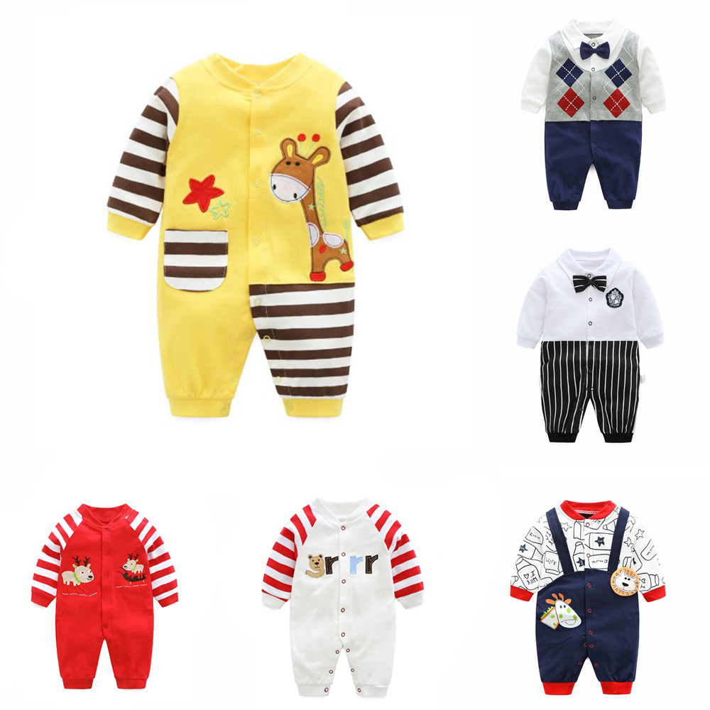 2020 Mother Newborn Baby Boys Girls Clothes 0-12 Months Cotton Romper Long Sleeve Cartoon Design Spring Autumn Cute Style Cloth