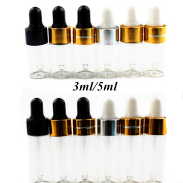 10pcs/lot 3ml 5ml Clear Glass Eye Dropper Bottle Essential Oil Display Vials Small Serum Perfume Transparent Sample Test Bottle
