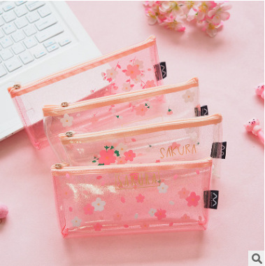 Pink Petal Cherry Sakura Pencil Bag Case Stationery Storage Organizer Bag School Office Supply