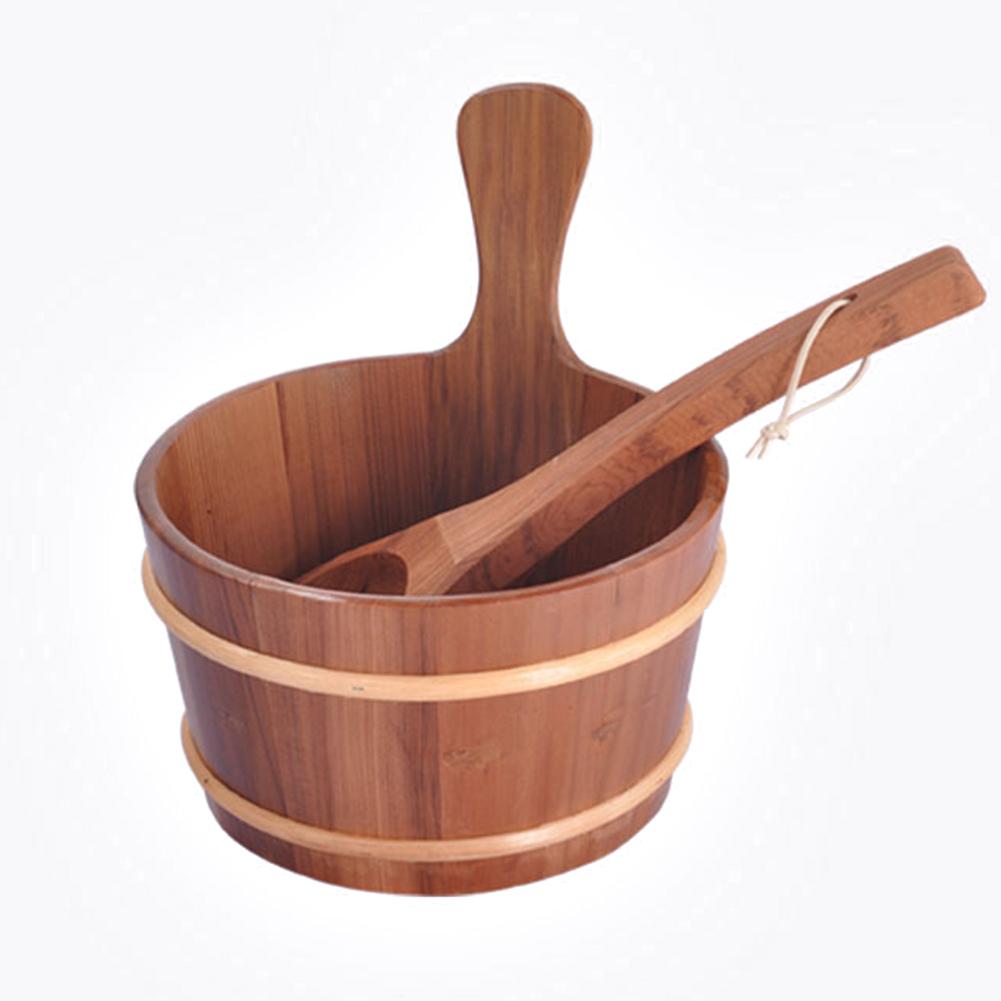 Sauna Wooden Bucket 4L Combined Set Portable Sauna Room Accessory Tools Beneficial Skin Weight Loss Pail