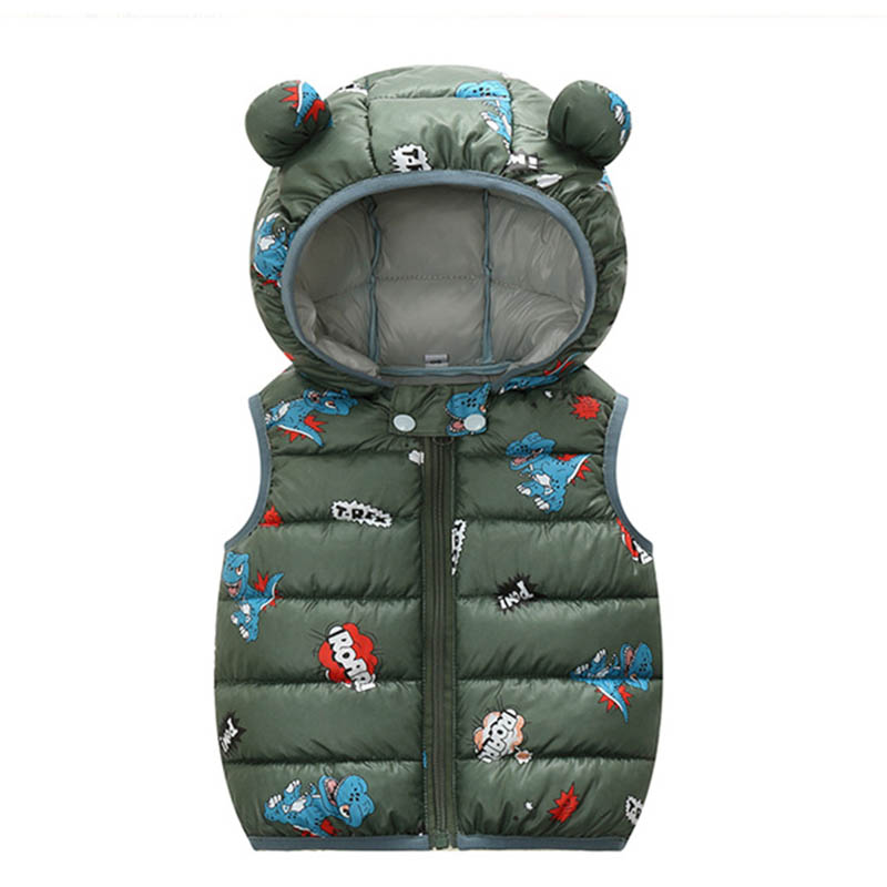 Children Warm Vest Boys Autumn Winter Hooded Girls Thick Waistcoat Toddler Baby Casual Jacket Kids Cartoon Sleeveless Outerwear