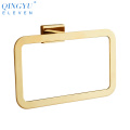 QINGYU ELEVEN Square Towel Rings Luxury Gold Polished Stainless Steel Wall-Mounted Towel Hooks Towel Rings for Bathroom