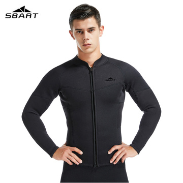 SBART 3MM Long Sleeve Neoprene Wetsuit Men Top Black Sunscreen UV Surfing Keep Warm Jacket For Diving Swimming Jumpsuit Shirt