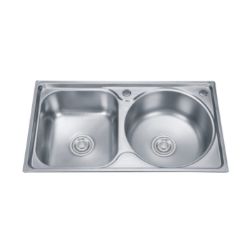 Double Bowl Sink with Square and Round Design