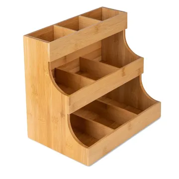 Bamboo And Wooden Tea Bag Organizer Rack