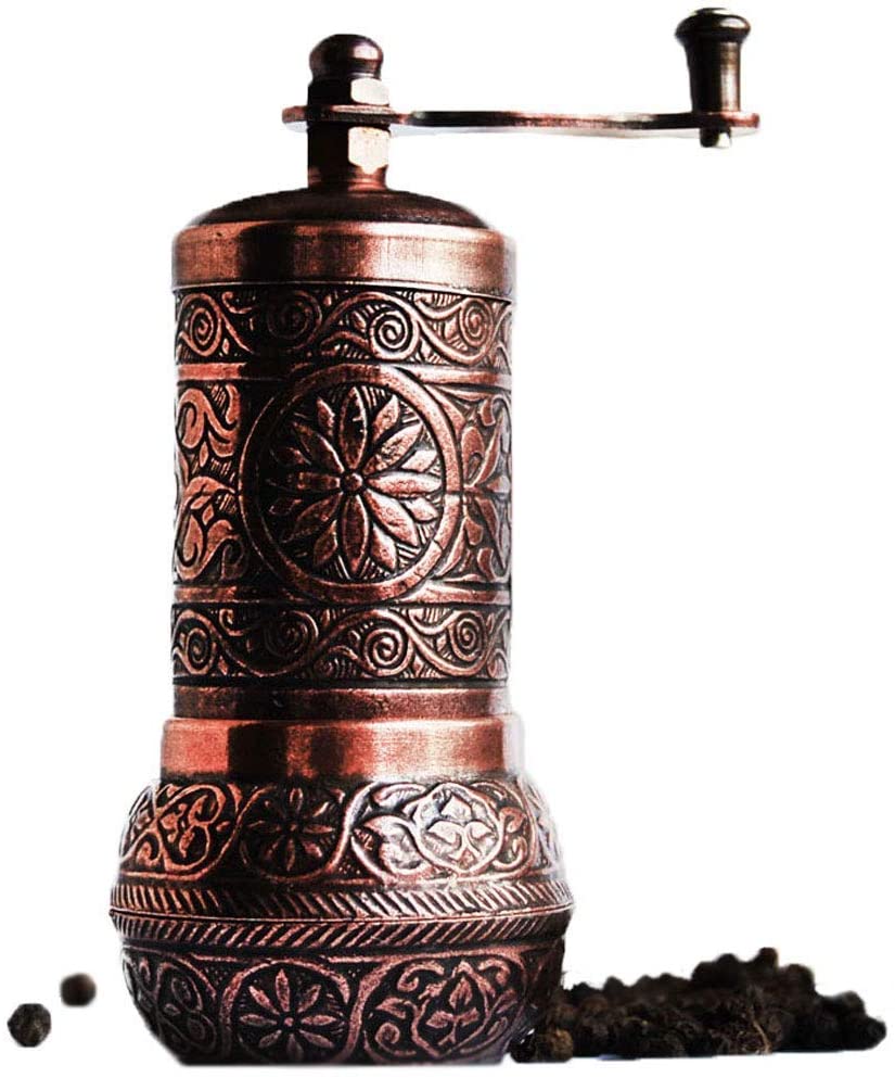 Antique Copper Turkish coffee Pepper Mill and Measuring Spoon-Spice Mill, Pepper Mill, english Mill (4.2 "Antique Copper)