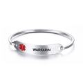 Mprainbow Womens Bracelets Stainless Steel Medical Alert ID Tag Bangle Bracelet Engraving TYPE 2 DIABETES WARFARIN EPILEPSY 7.5"