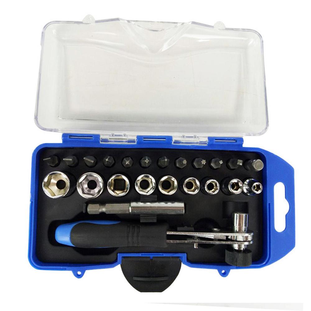 23pcs Repair Tool Kit Socket Screwdriver Kit Household Screwdriver Set Ratchet Wrench Socket Spanner Drill Repair Tool