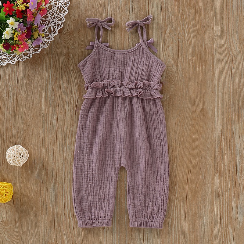 Fashion Kids Baby Girl Boy Summer Strap Cotton Sleeveless Solid Romper Jumpsuit Suspenders Pants Trousers Clothes Set