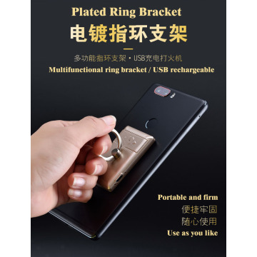 Creative ring usb charging lighter compact personality mobile phone holder electronic cigarette lighter