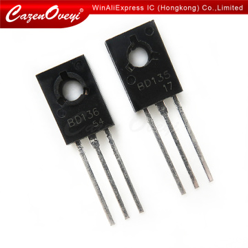 50pcs/lot BD135 + BD136 each 2Transistor TO-126 PNP NPN Epitaxial Triode Transistor In Stock