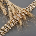 TOPQUEEN S414-G Golden Wedding Belt Diamond Handmade Rhinestone Belt Gold Bridal Belt for Women Alloy Sash Faja for Dress Belt