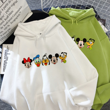 Disney Mickey Mouse Women's Hoodie Sweatshirt Women's Oversized Mickey Print Plus Fleece Hooded Crop Top Women's Sweatshirt