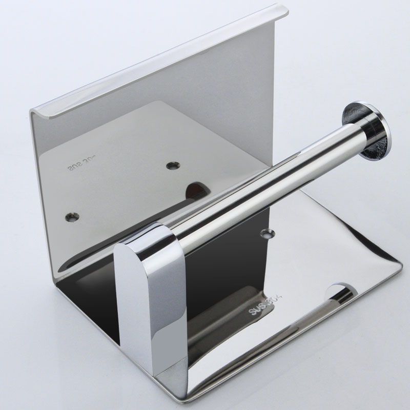 Bathroom chromed toilet paper holder top place things platform stainless steel mirror polishedwall mounted hardware