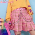 Women Gothic Punk Style Love Chain Fashion Belt For Women Girls Harajuku PU Belt Adjustable Pink Black
